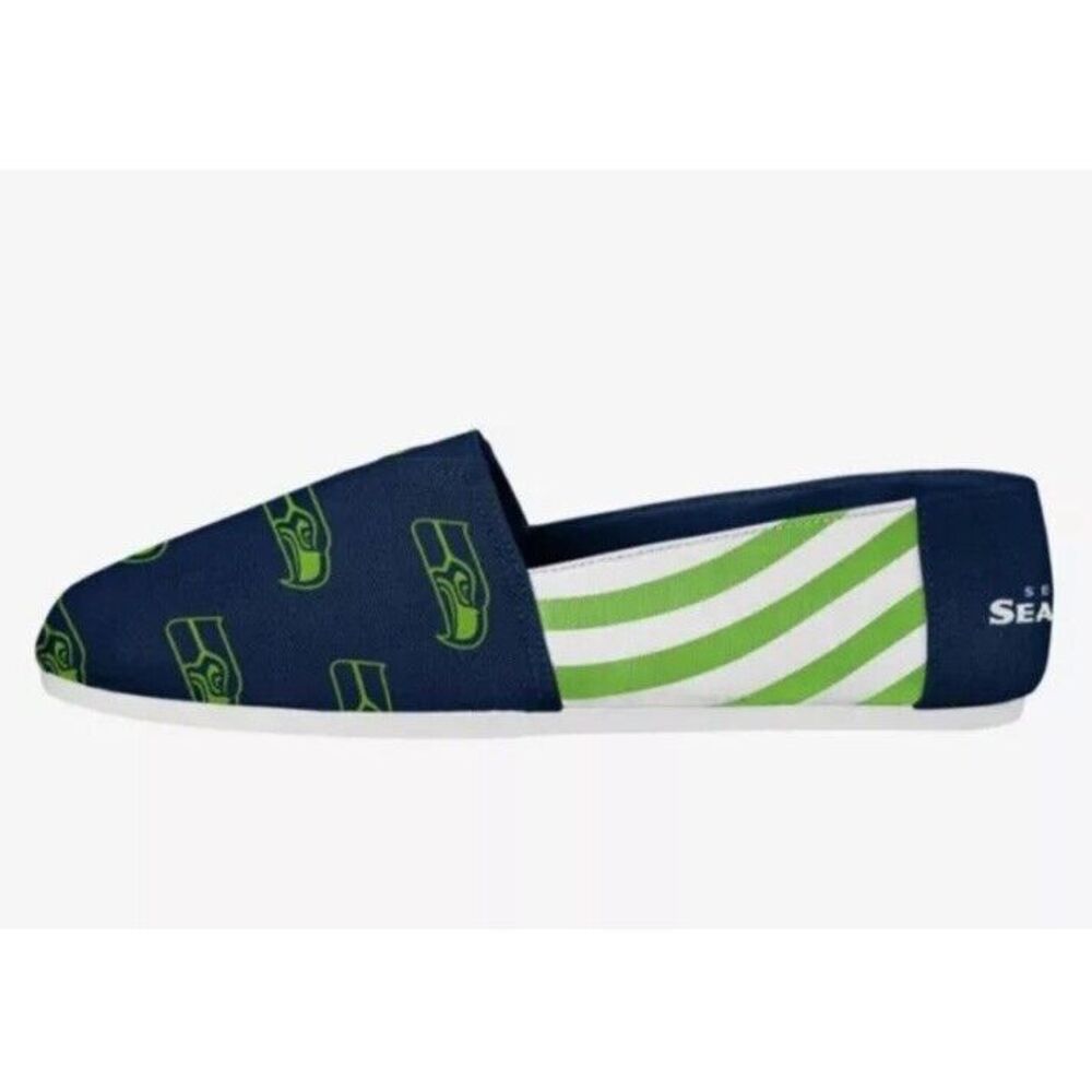 Seattle Seahawks FOCO Football‎ NFL Women's Canvas Stripe Shoes Size 5-6 Womens